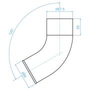 Сливное колено 125*90мм Серый графит (RAL 7024) OSNO