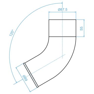 Сливное колено 125*90мм Серый графит (RAL 7024) OSNO