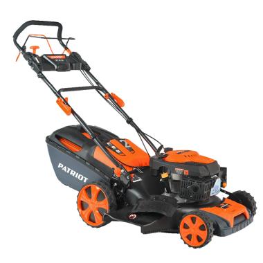 Газонокосилка бензиновая PATRIOT PT 47LS, самоход, 46см, 4,5л.с, 163сс, 3 в 1 (трав 60л пластик+мульчир+бок выброс), центр подъём 7 уровней(25-75), штуцер, панель, метал. дека