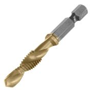 Сверло-метчик М8 х 1,25 мм, заточка 135°, быстрорежущая сталь Р6М5, шестигранный хвостовик, Denzel