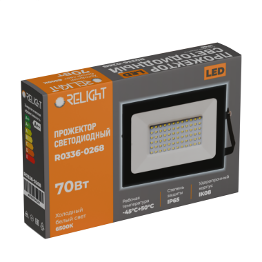 Прожектор RELIGHT 50Вт 4500Лм 6500К Чёрный