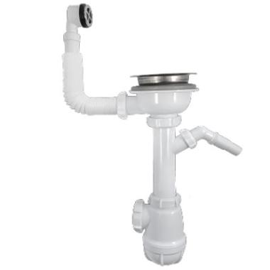 Сифон 3 1/2*40 с гибким переливом, круглый с носиком Aquant B0141