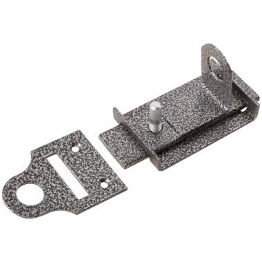 Засов накладной с проушинами, серебро  103 х 50 мм