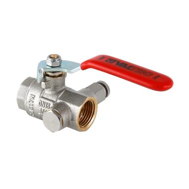 Кран шаровый латунь D 1/2", Вн/Вн, с бараш. ручкой с дренажем и воздухоотв.