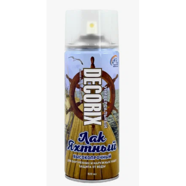 Лак яхтный аэрозольный DECORIX  бесцветн. глянцевый 520мл  Y-32 * НОВИНКА