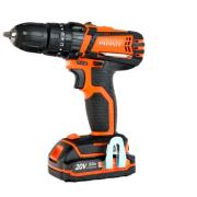 Дрель-шуруповерт аккумуляторная PATRIOT BR 201UES-h, УДАРНЫЙ, 20B, 2.0Ah, 25Hm/30Hm, 2 скор. две батареи Li-Ion, зарядка за 1 час, двусторонняя бита, кейс