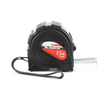 Рулетка 7,5 м х 25 мм Black, обрезиненный корпус Matrix