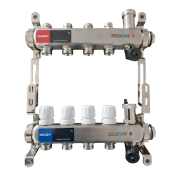 Коллекторная группа 4 выхода х1.0"х3/4" В-В-ЕК с расходомерами нерж ZEGOR