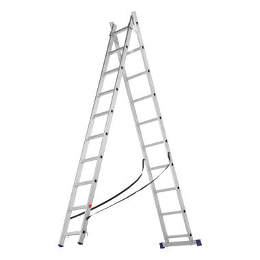 Лестница, 2х10 ступеней двухсекционная алюминиевая 2,78м (max h=4,78м), до 150 кг, Сибртех