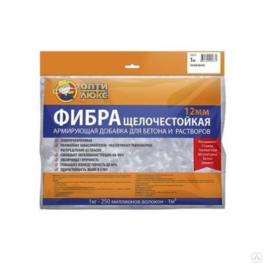 ФИБРА ЩЕЛЧЕСТОЙКАЯ 12мм ОПТИЛЮКС1,0 кг добавка армирующая в бетон и растворы