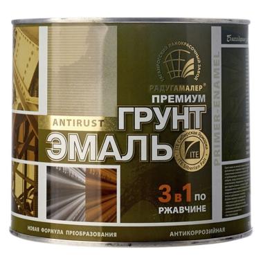 Эмаль-грунт по ржавчине 3в1 зеленый мох 1,9кг РАДУГА