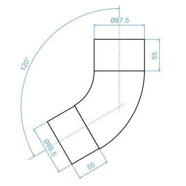 Угловое колено 60° 125*90мм OSNO (красное вино(RAL3005))