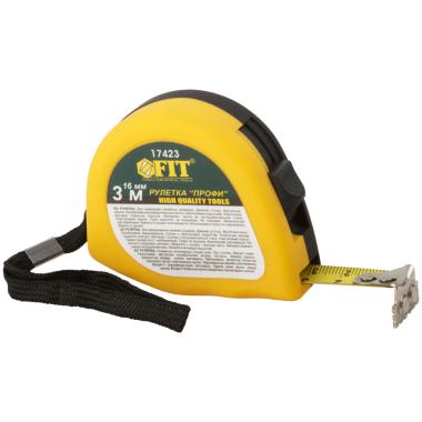 Рулетка 3 м х 16 мм, 2кл.точности, магнитный зацеп, двойной стопор, "Профи", FIT