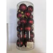 Шар 5 см (набор 24 шт) "Микс Фактур, темный рубин 652-269