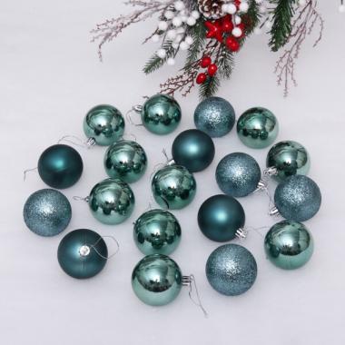 Шар 6 см, (набор 24 шт) Микс фактур, темный нефрит, 201-1695