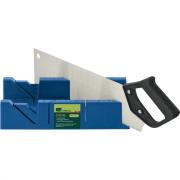 Стусло пластиковое 4 угла запила + Пила 350 мм, синее, Сибртех