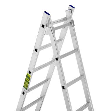 Лестница, 2х11 ступеней двухсекционная алюминиевая 3.07м (max h=5.41м), до 150 кг, Сибртех
