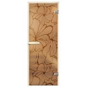 Стеклянная дверь для сауны и бани АРТ Бронза "ЛИЛИИ" 1900*700 стекло 8мм