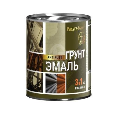 Эмаль-грунт по ржавчине 3в1 красная 0,9кг РАДУГА