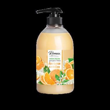 Мыло крем 1л RoMaX дозатор Апельсин и сливки