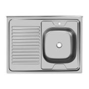 Мойка нерж.сталь накладная 0,4 мм 800*600 R гл.12 см. без сифона ECO