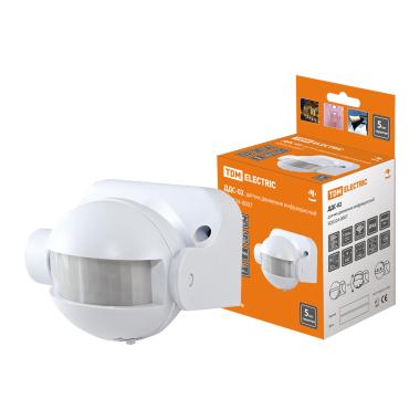 Датчик движения ДДС-02 1100Вт, 5-480с, 12м, 5+Лк, 180гр, IP44 TDM