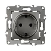 Розетка "ЭРА" серия 12, 1СП б/з Графит под рамку