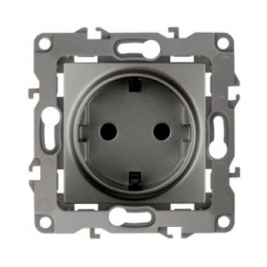 Розетка "ЭРА" серия 12, 1СП б/з Графит под рамку