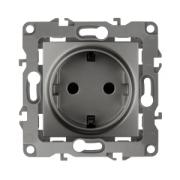 Розетка "ЭРА" серия 12, 1СП с/з Графит под рамку