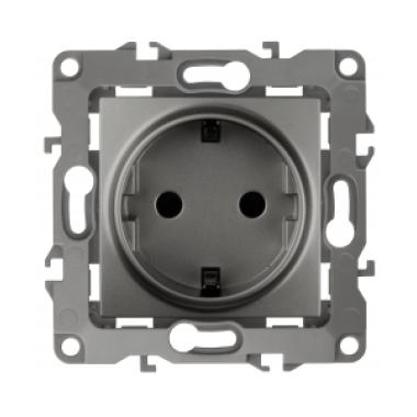 Розетка "ЭРА" серия 12, 1СП с/з Графит под рамку