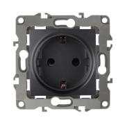 Розетка "ЭРА" серия 12, 1СП с/з Антрацит под рамку