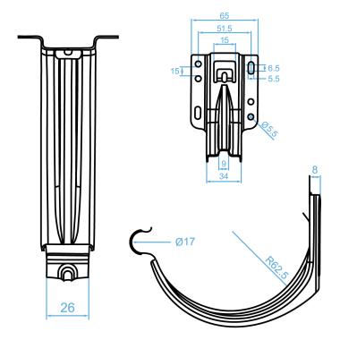 Держатель желоба карнизный 125*90 Серый графит (RAL 7024) OSNO