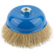 Корщетка, тип "чашка", гайка М14, стальная латунированная волнистая проволока 125 мм MOS