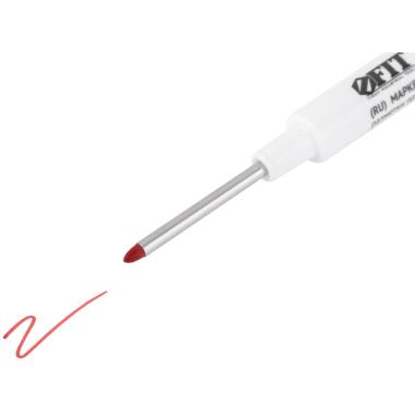 Маркер строительный перманентный, тонкий, удлиненное перо, красный, 12шт/уп (ПОШТУЧНО), FIT