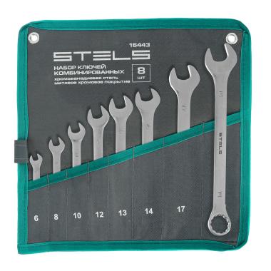 Набор ключей комбинированных 6-19 мм, 8 шт., CrV, матовый хром Stels