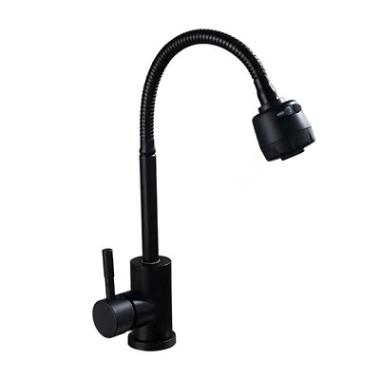 Смеситель для кухни шаровый, гибкий излив,черный 511516 Антей