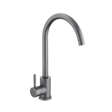 Смеситель для кухни шаровый, высокий излив,нерж.сталь,графит,Булат 511517 Антей