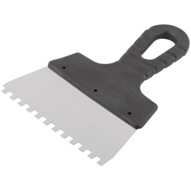 Шпатель фасадный нержавеющий зубчатый 150 мм / зуб 6 мм КУРС