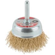 Корщетка чашечная, со шпилькой, стальная латунированная волнистая проволока 50 мм Курс