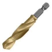 Сверло-метчик, М12 х 1,75 мм, заточка 135°, быстрорежущая сталь Р6М5, шестигранный хвостовик, Denzel