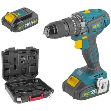 Дрель-Шуруповерт акк. 20 В; 0-400/1600 об/мин; 55 Нм; 2 (li-ion) 2,0 Ач; 1 ч.; бесщеточный; рез. накл.; кейс ФИТ
