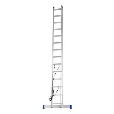 Лестница, 2х14 ступеней двухсекционная алюминиевая 3.94м (max h=6.74м), до 150кг, Сибртех