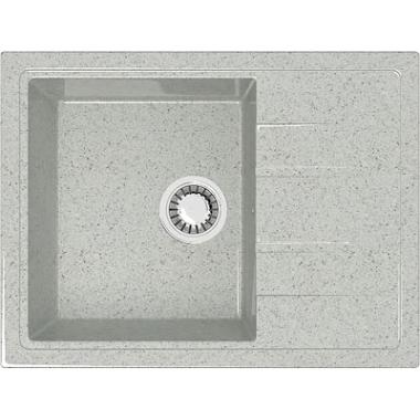Мойка каменная Анастасия Z150Q10 (светл.сер)575x470x215 с сифоном, герметиком, фрезой Gota Rocio