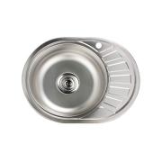 Мойка нерж.врезная 0,6мм 570*450мм.левая. вып. 3 1/2 матовая, с сифоном  0.6/160 Gota Rocio