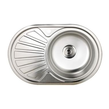 Мойка нерж.врезная 0,6мм 770*500мм.правая, вып. 3 1/2 матовая, с сифоном 0.6/160 Gota Rocio