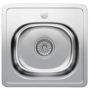 Мойка нерж. врезная 0,8мм 380*380мм. гл.18см. вып. 3 1/2 глянцевая, с сифоном 0,8/180 Gota Rocio