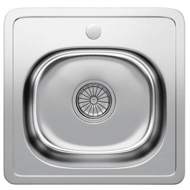 Мойка нерж. врезная 0,8мм 380*380мм. гл.18см. вып. 3 1/2 глянцевая, с сифоном 0,8/180 Gota Rocio