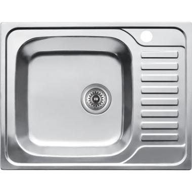 Мойка врезная 0,8мм 580*485 мм.левая вып. 3 1/2 глянцевая, с сифоном 0.8/180 Gota Rocio