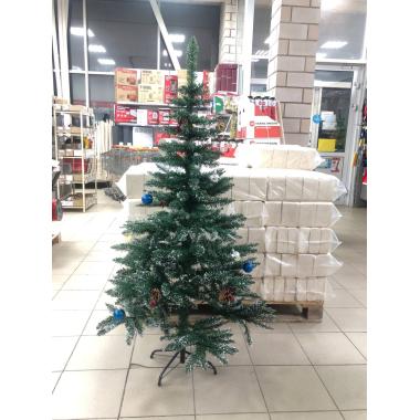 Елка "Морозное утро" 150 см, ПВХ, шишки, ягоды, белый иней, (350 веток), 184-822