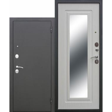 Дверь металлическая Царское зеркало Серебро Белый ясень (960мм) левая"Ferroni"4171